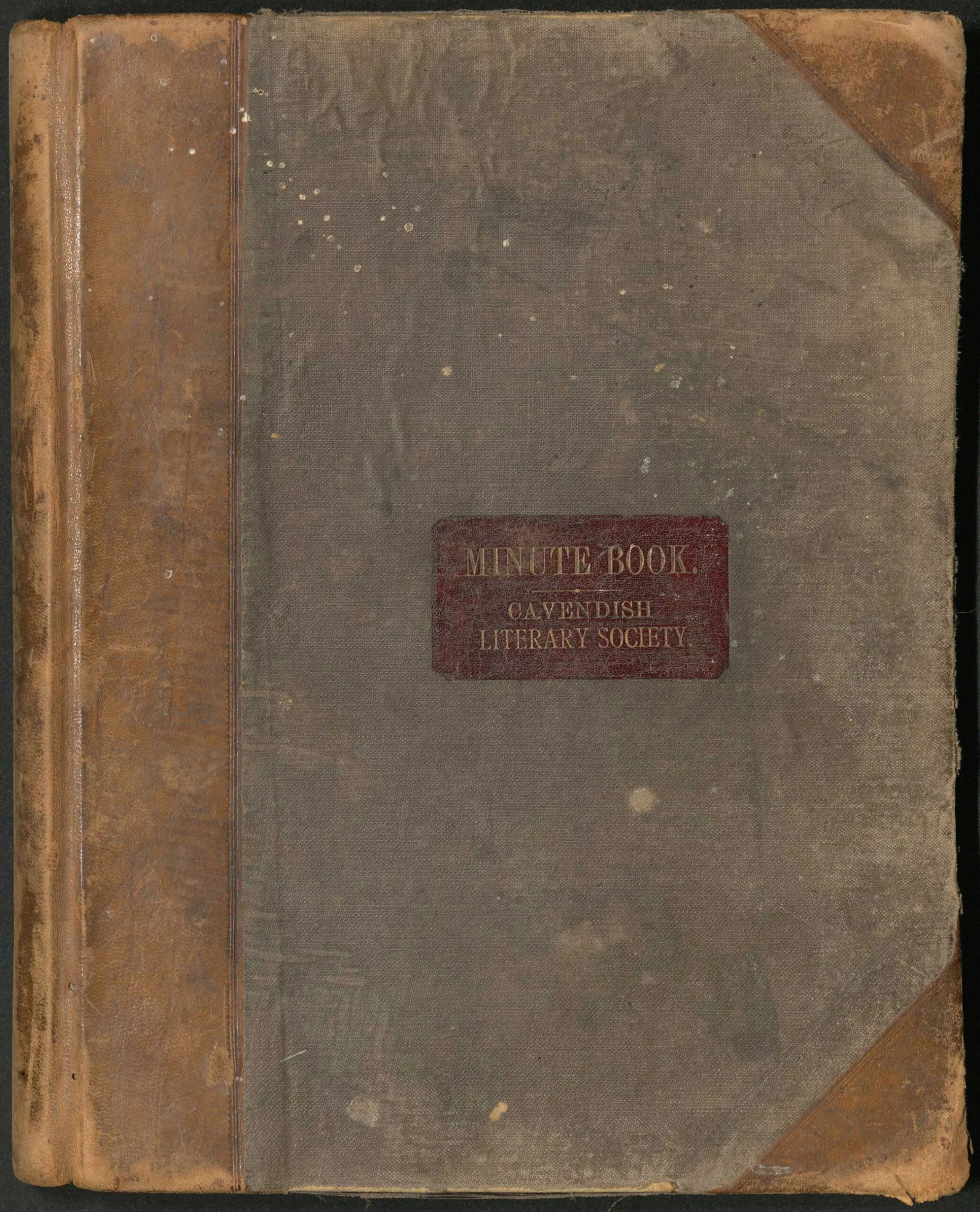 Couverture usée du registre des procès-verbaux de la Cavendish Literary Society